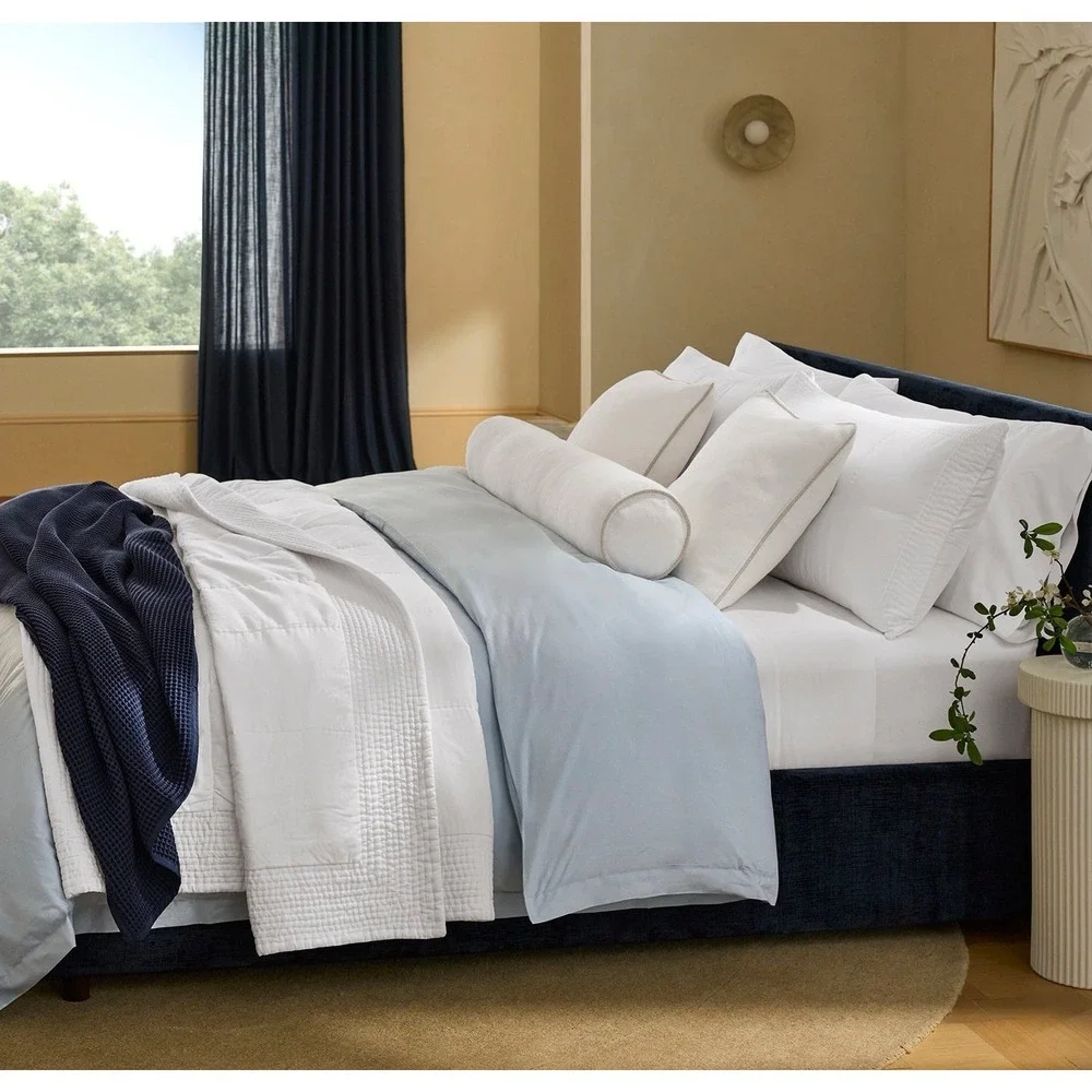 Boll & Branch Signature Handstitched Quilted Sham Standard Size White  x 2